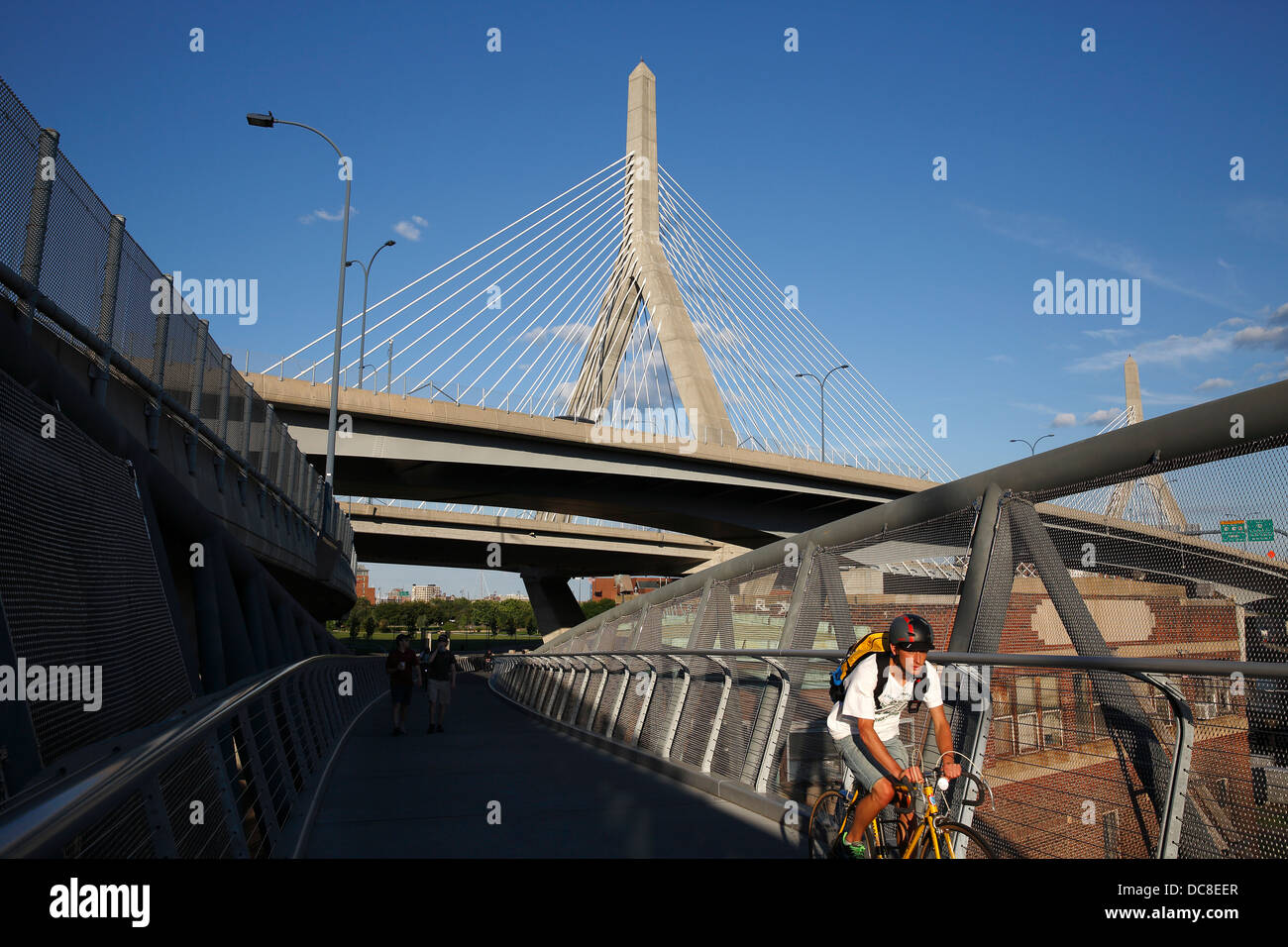 Leonard P. Zakim Bunker Hill Bridge over the Charles River in Boston, Massachusetts Stock Photo