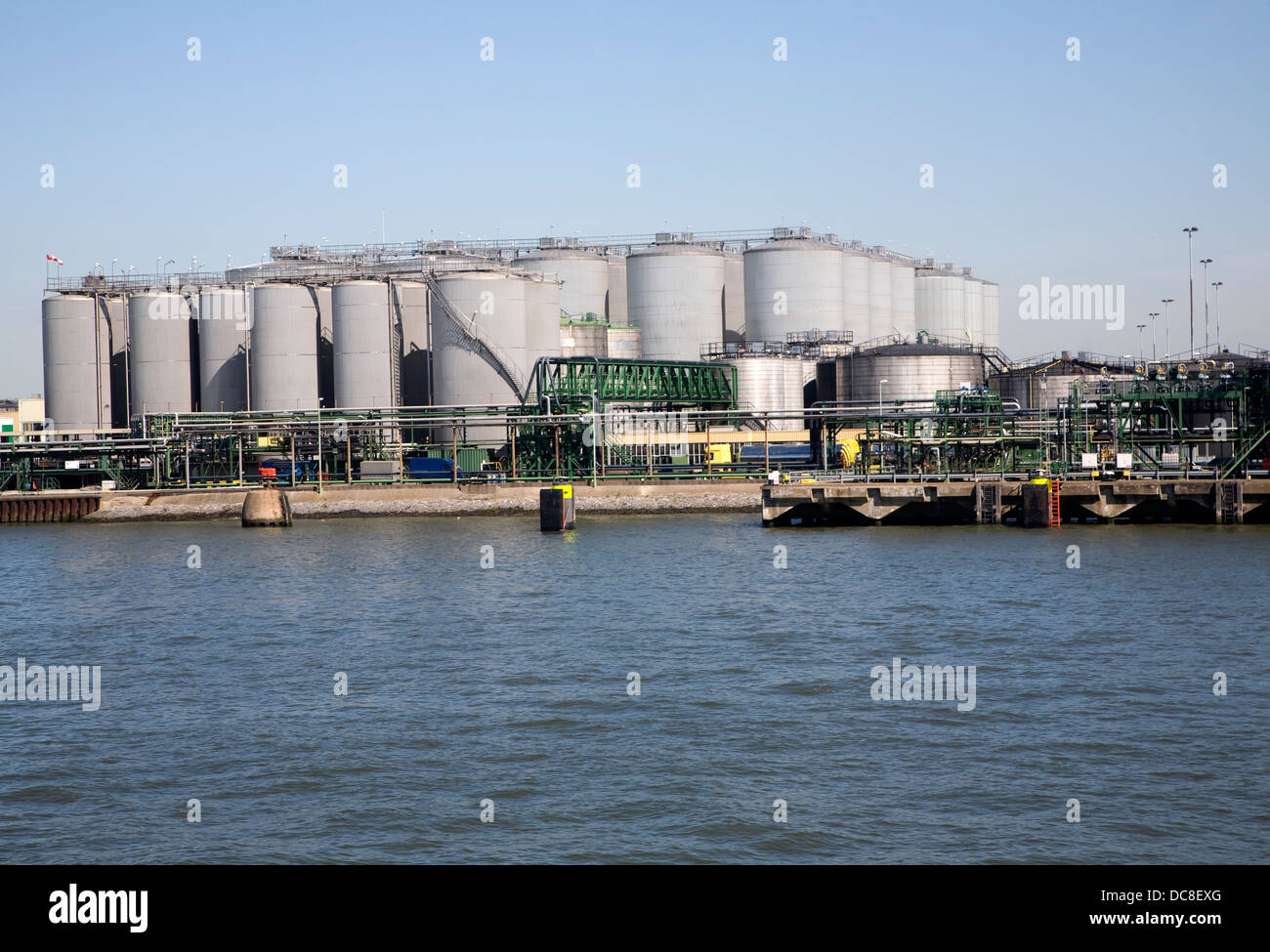 Fuel chemical storage tanks Port of Rotterdam, Netherlands Stock Photo