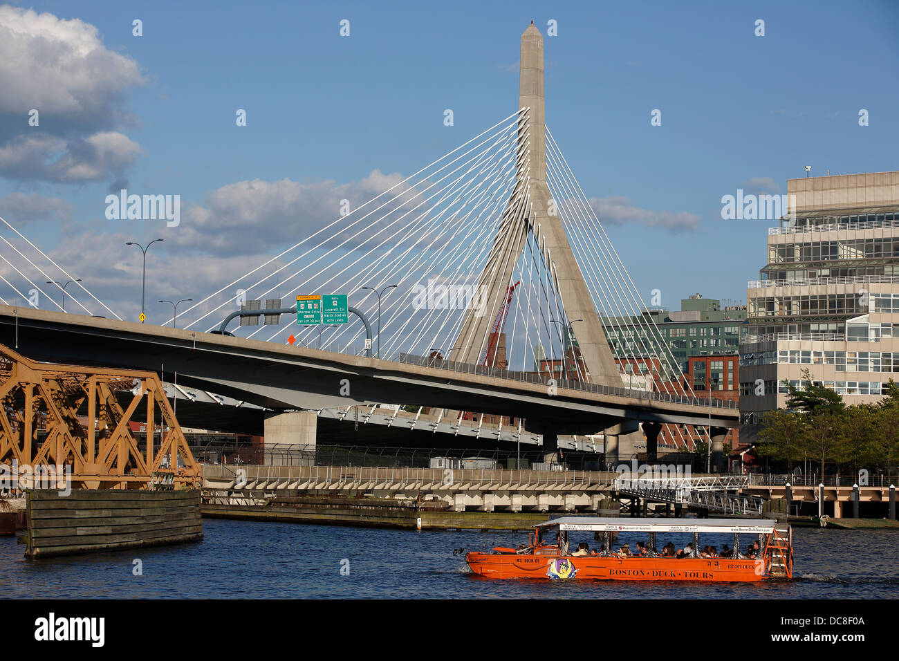 Leonard P. Zakim Bunker Hill Bridge over the Charles River in Boston, Massachusetts Stock Photo