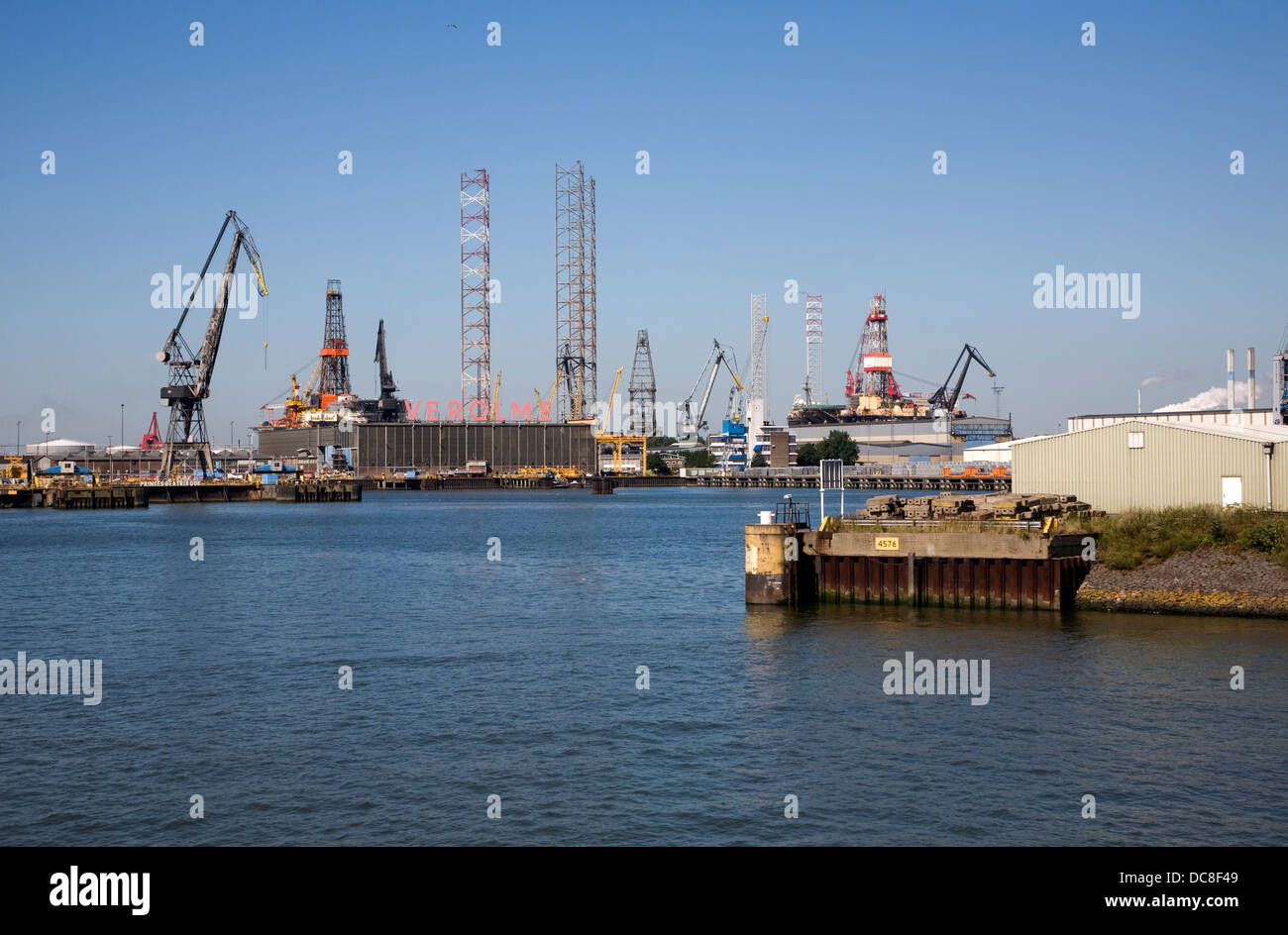 Cranes sign Verolme shipyard Port of Rotterdam, Netherlands Stock Photo ...