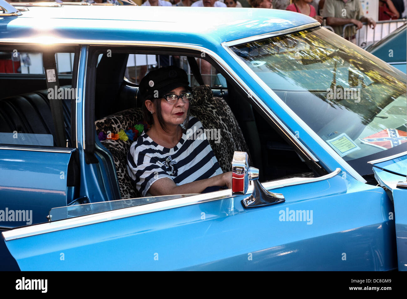 Senigallia, Italy. 10th August, 2013. Summer Jamboree 6th day  [International Festival 60's revival Rock & Roll] OLD USA Car parade in Senigallia, Italy on Aug 10, 2013. Credit:  Valerio Agolino/Alamy Live News Stock Photo