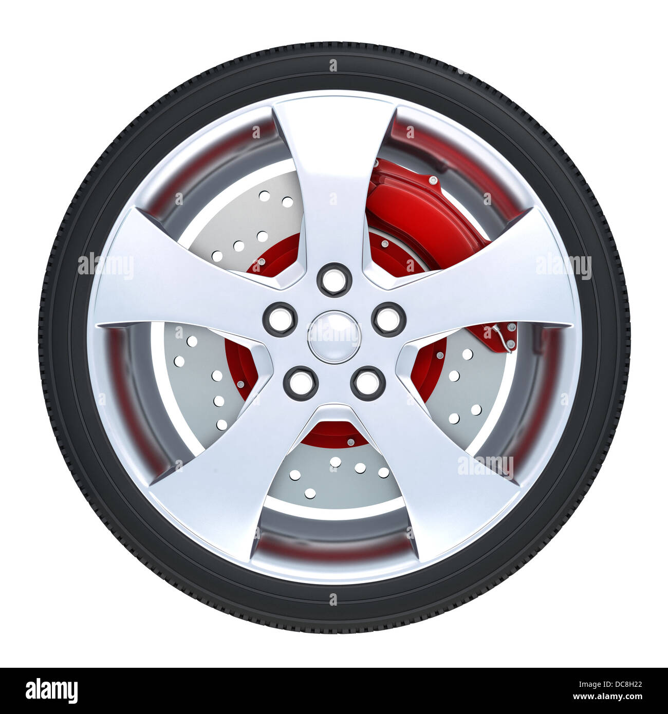 Car wheel (done in 3d, isolated) Stock Photo