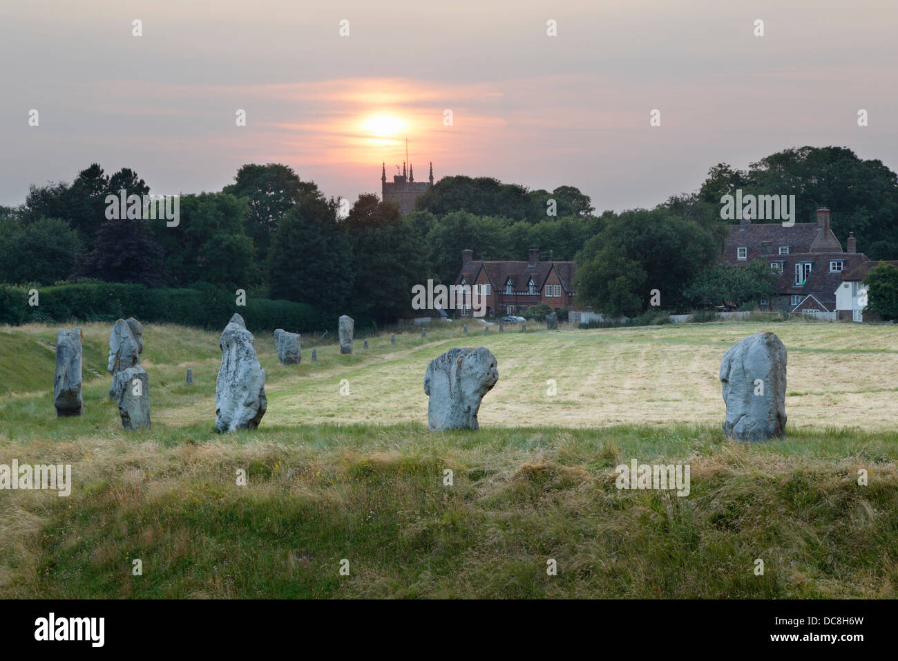 Avebury Village and Neolithic Stone Circle. Wiltshire. England. UK. Stock Photo