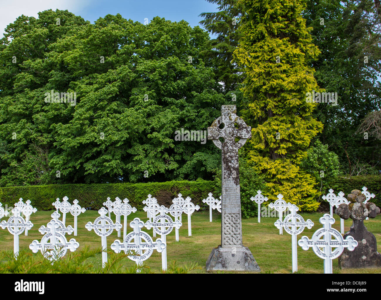 THE GRAVES OF BENEDICTINE MONKS IN THE ABBEY GROUNDS FORT AUGUSTUS LOCH