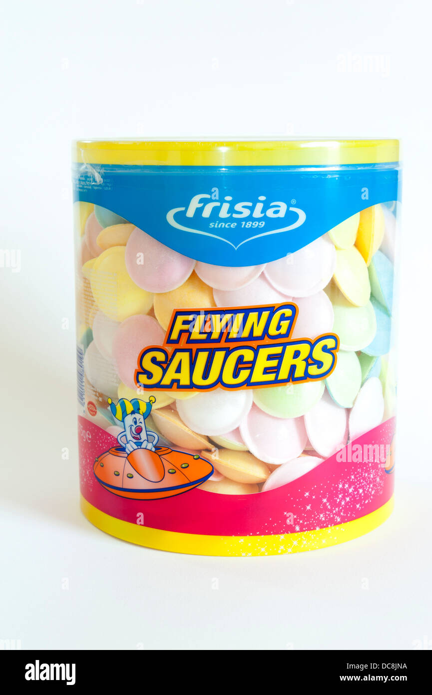 Large box of UFO or flying saucer sherbet filled sweets Stock Photo Alamy