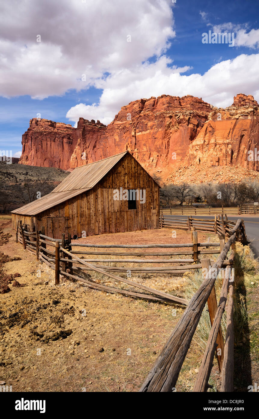 Capitol Reef National Park in Utah, USA - Gifford Homestead Farm Barn in the Fruita valley Stock Photo