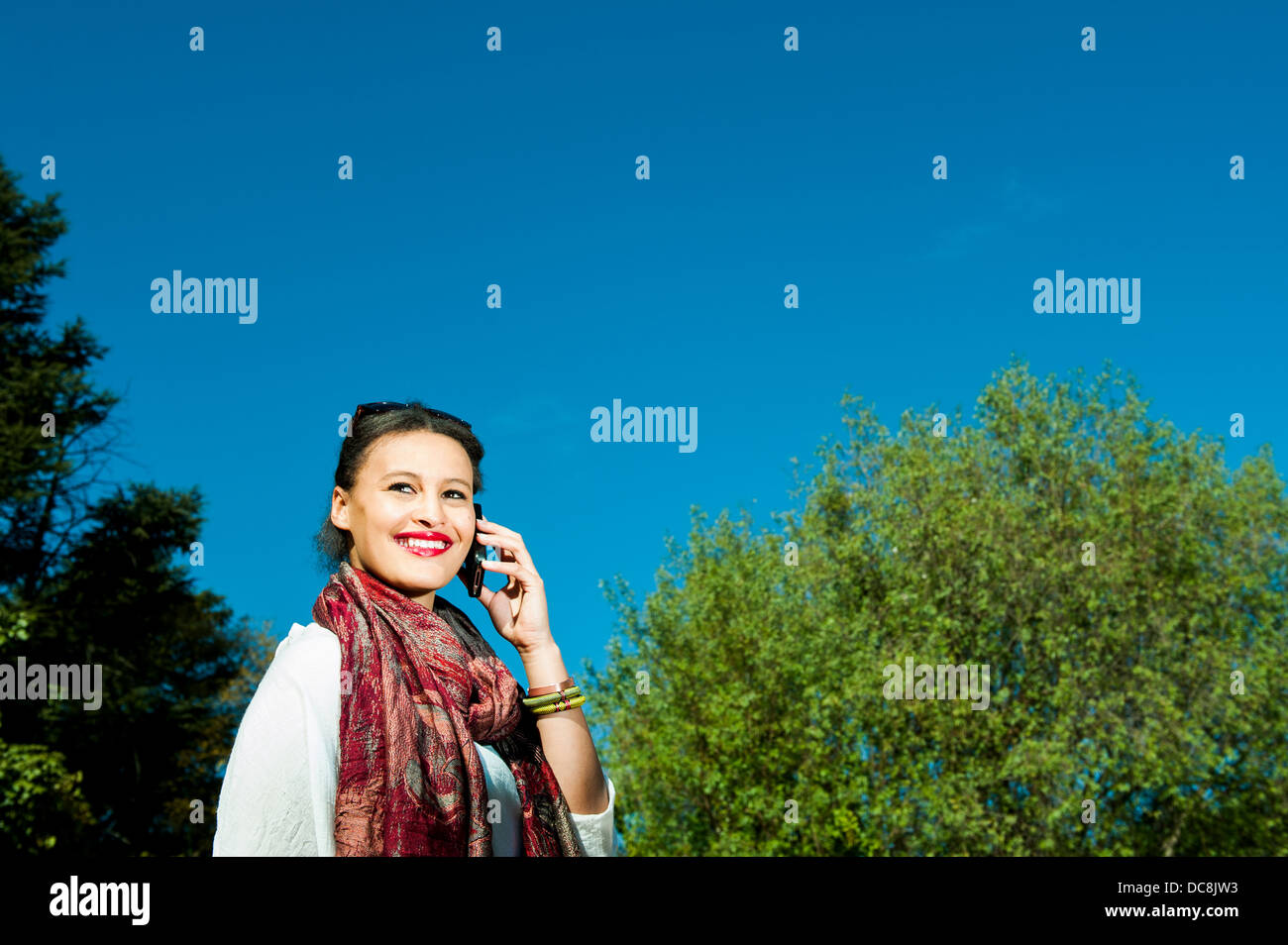 Young woman with a cellphone Stock Photo