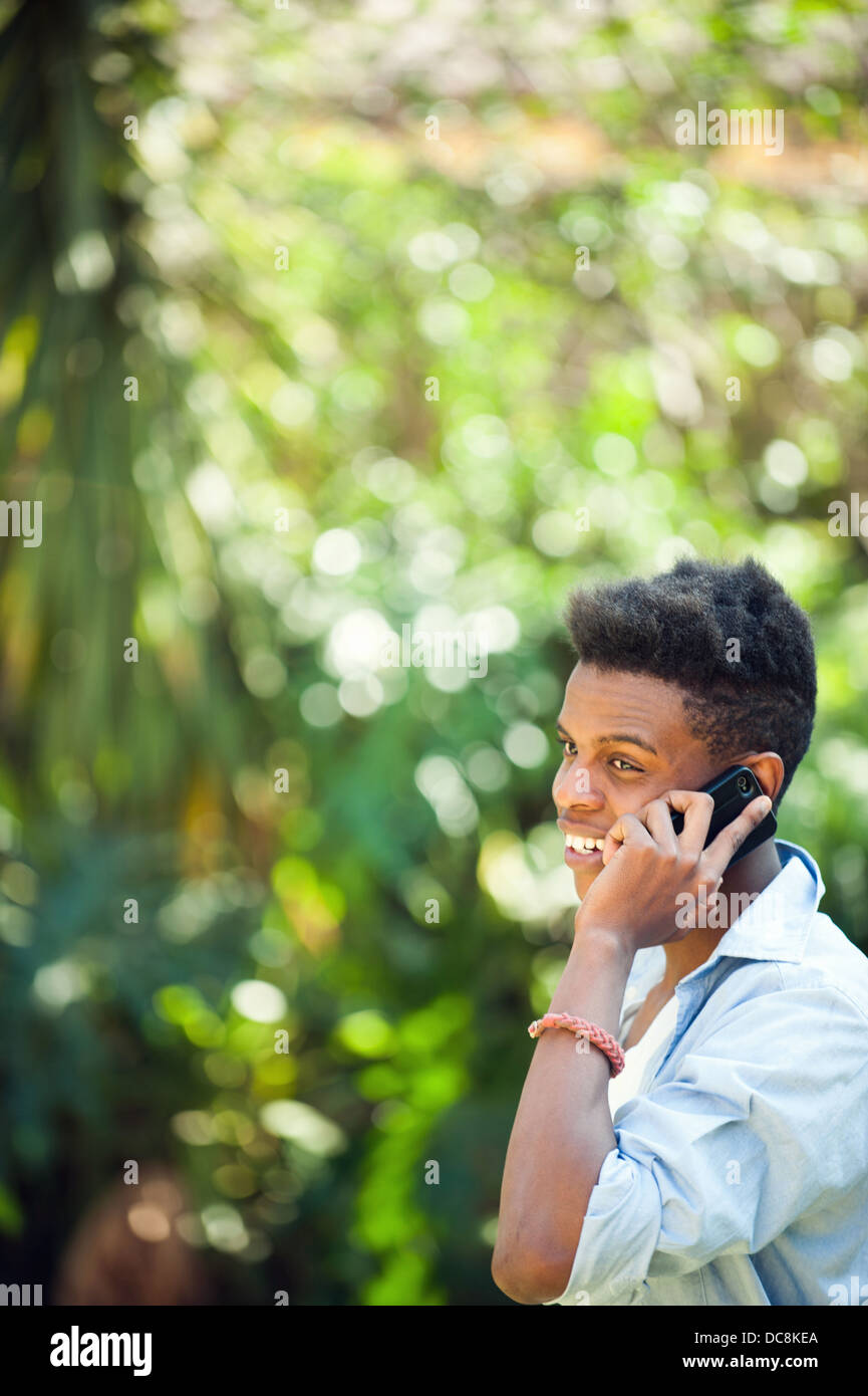 Young man on a cellphone Stock Photo