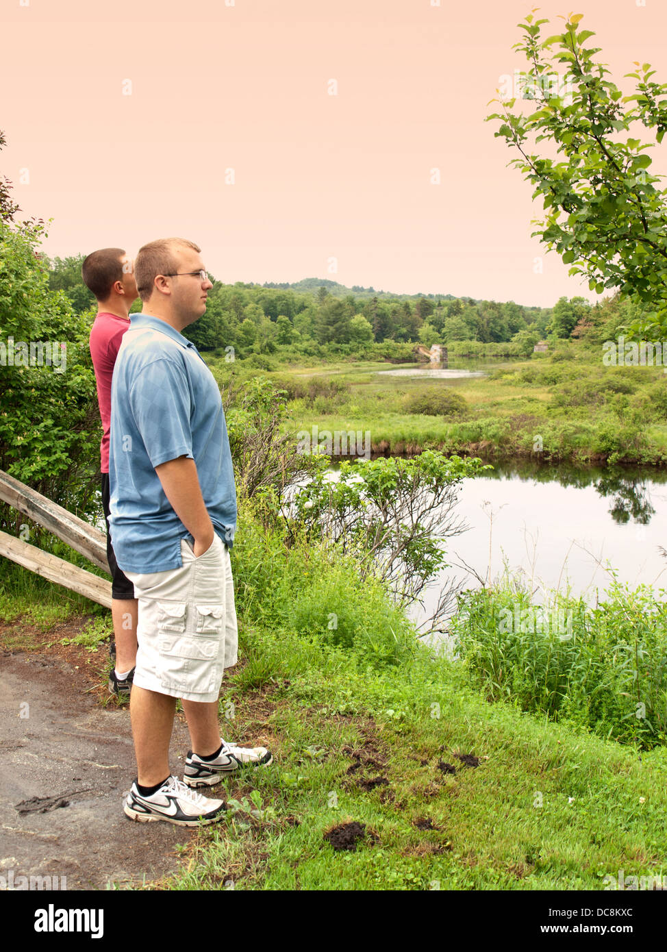 boys enjoying nature Stock Photo