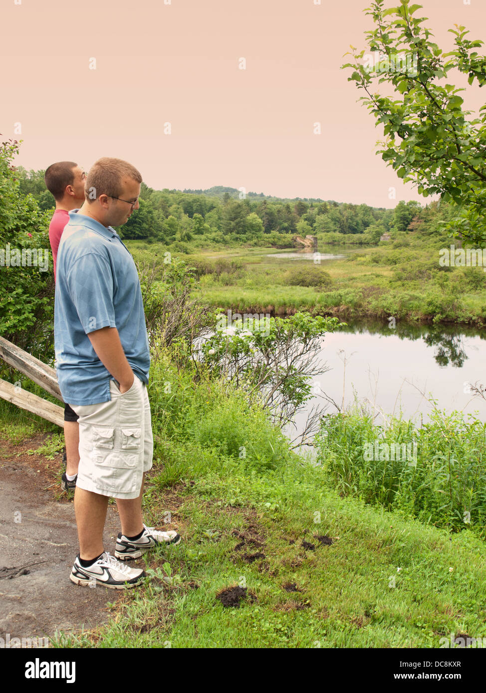 boys enjoying nature Stock Photo