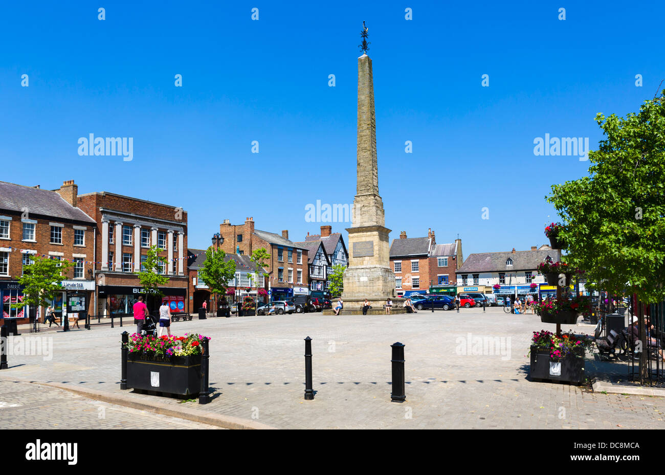 Shops in the historic old Market Place, Ripon, North Yorkshire, England, UK Stock Photo