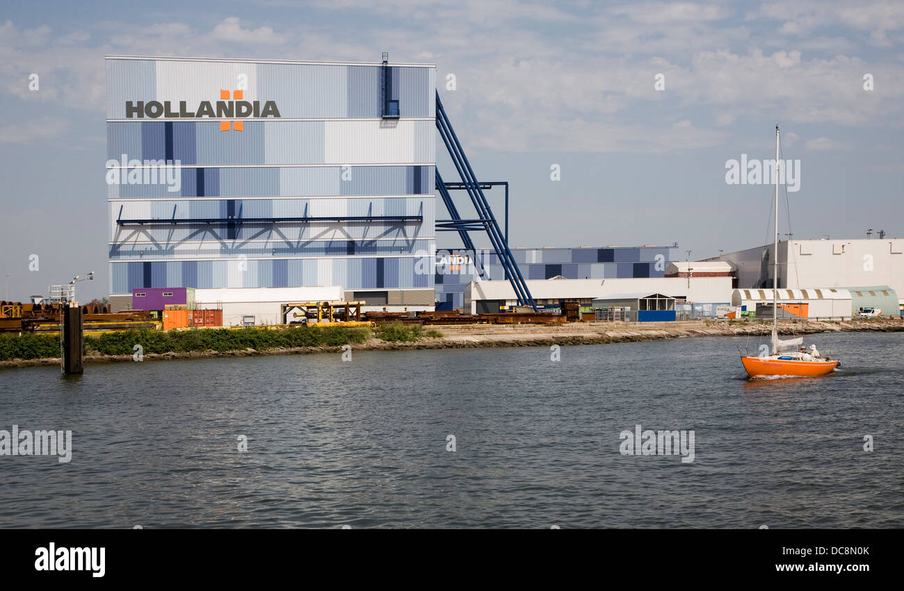 Waterside sign Hollandia steelworks Krimpen aan de Ijssel, Rotterdam, Netherlands Stock Photo