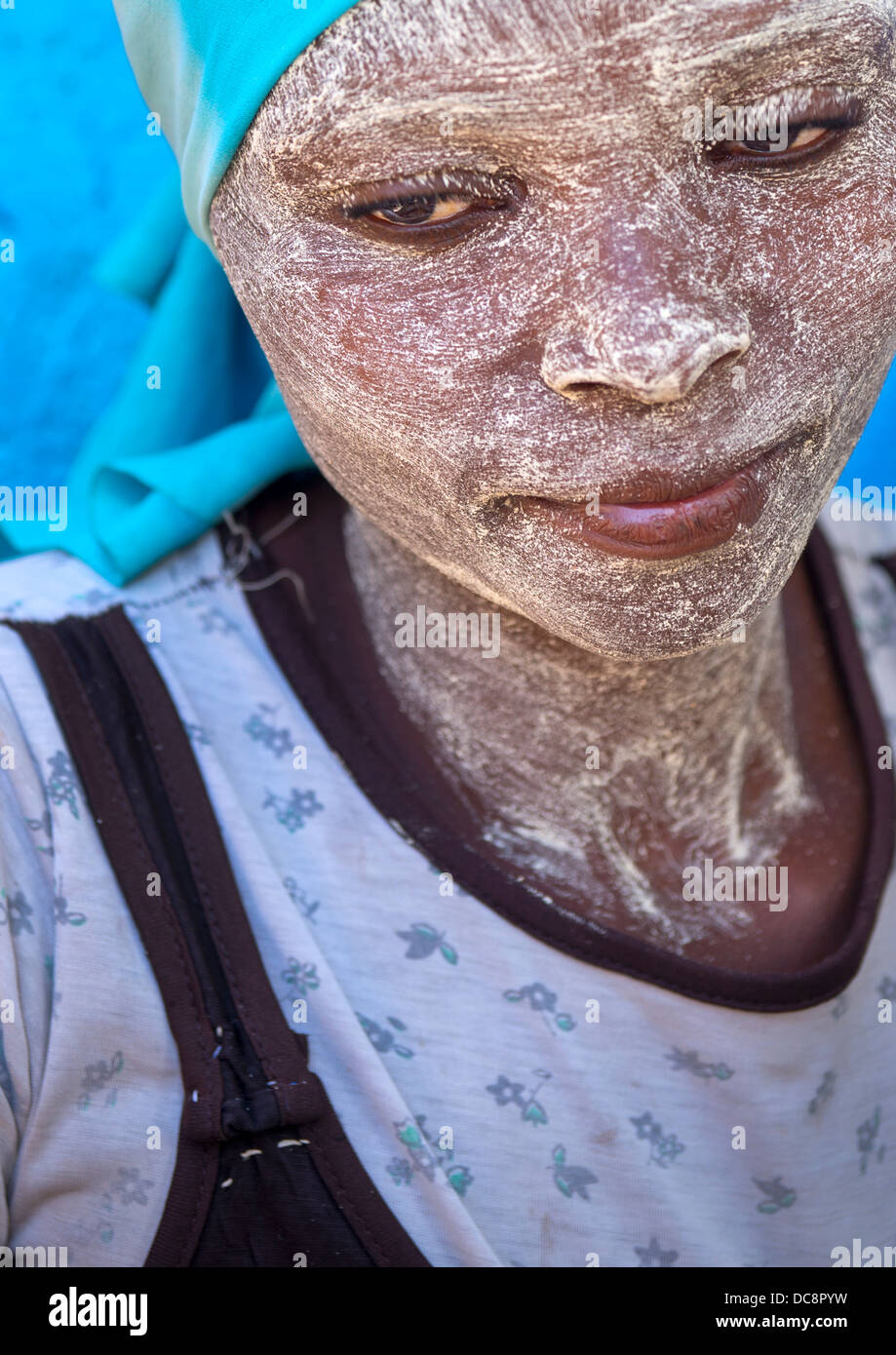 Woman With Muciro Face Mask, Ibo Island, Mozambique Stock Photo