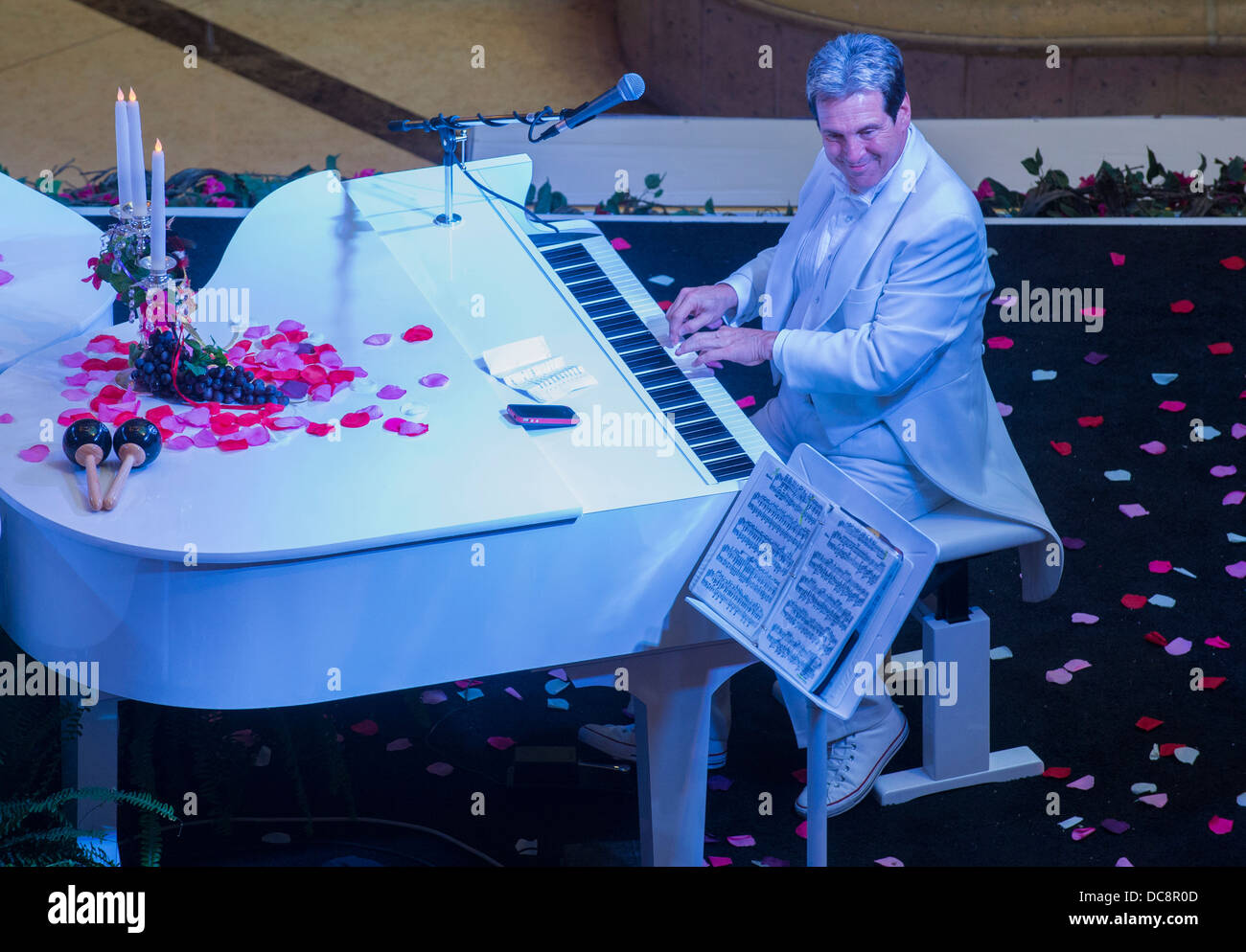Pianists perform at the Carnival experience festival in the Venetian Hotel in Las Vegas Stock Photo