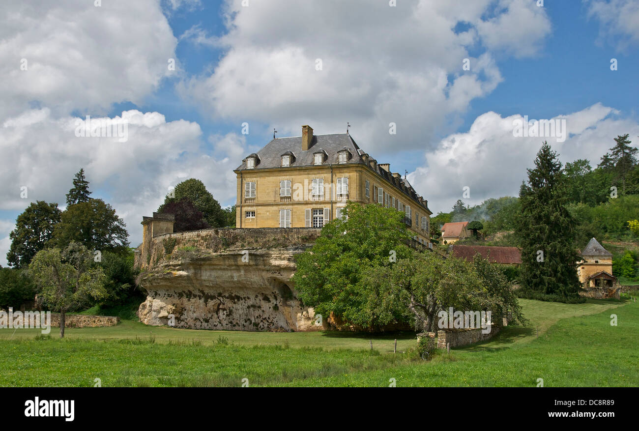 The 'Château du Roc' (or du Roch), 18th century, in Saint-André d'Allas, Dordogne, France. Stock Photo