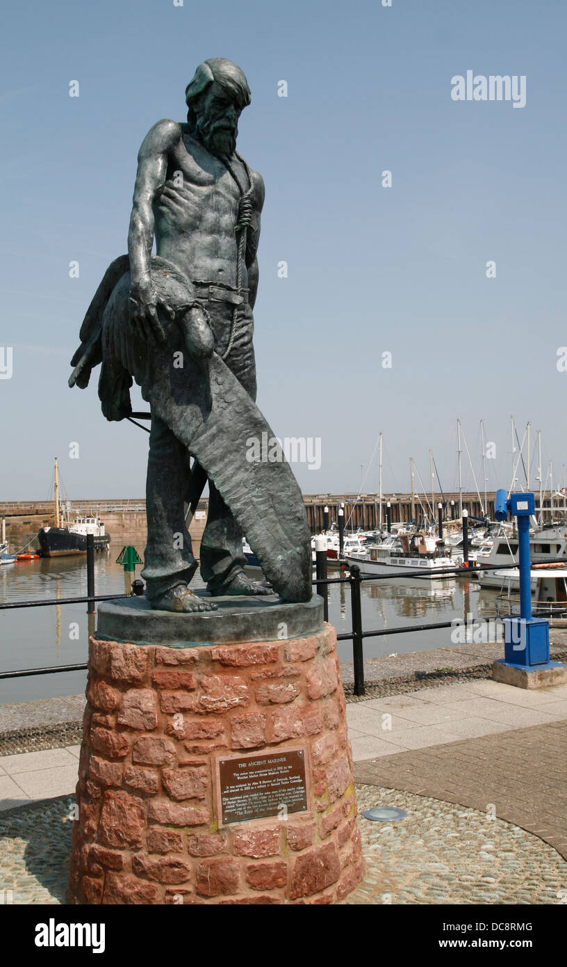 Ancient Mariner sculpture Watchet harbour Somerset England UK Stock Photo