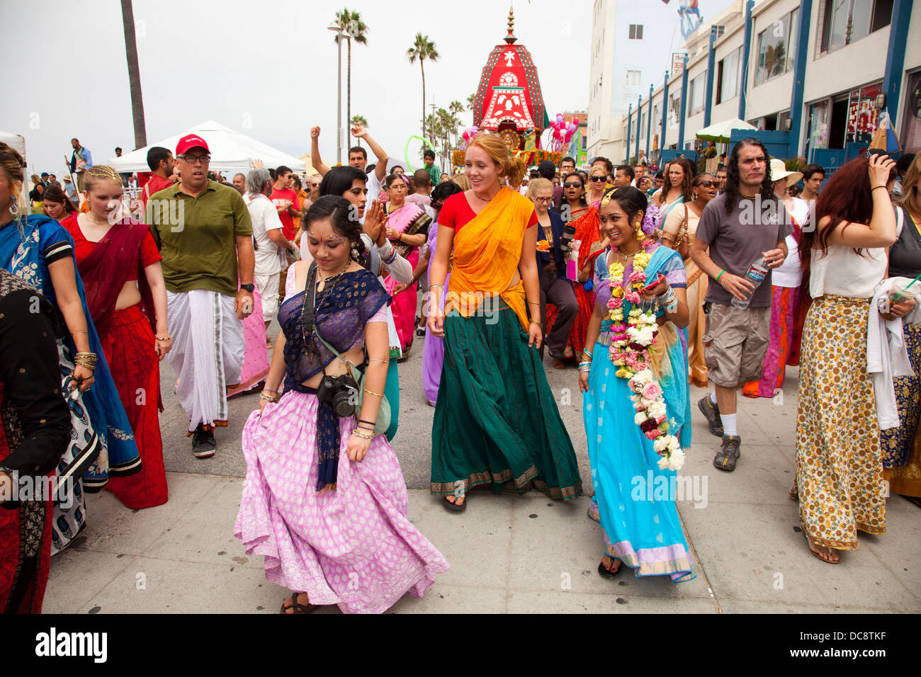 Parade, Hare Krishna Festival - August 4, 2013 - Venice Beach, Los Angeles, California, United States of America Stock Photo