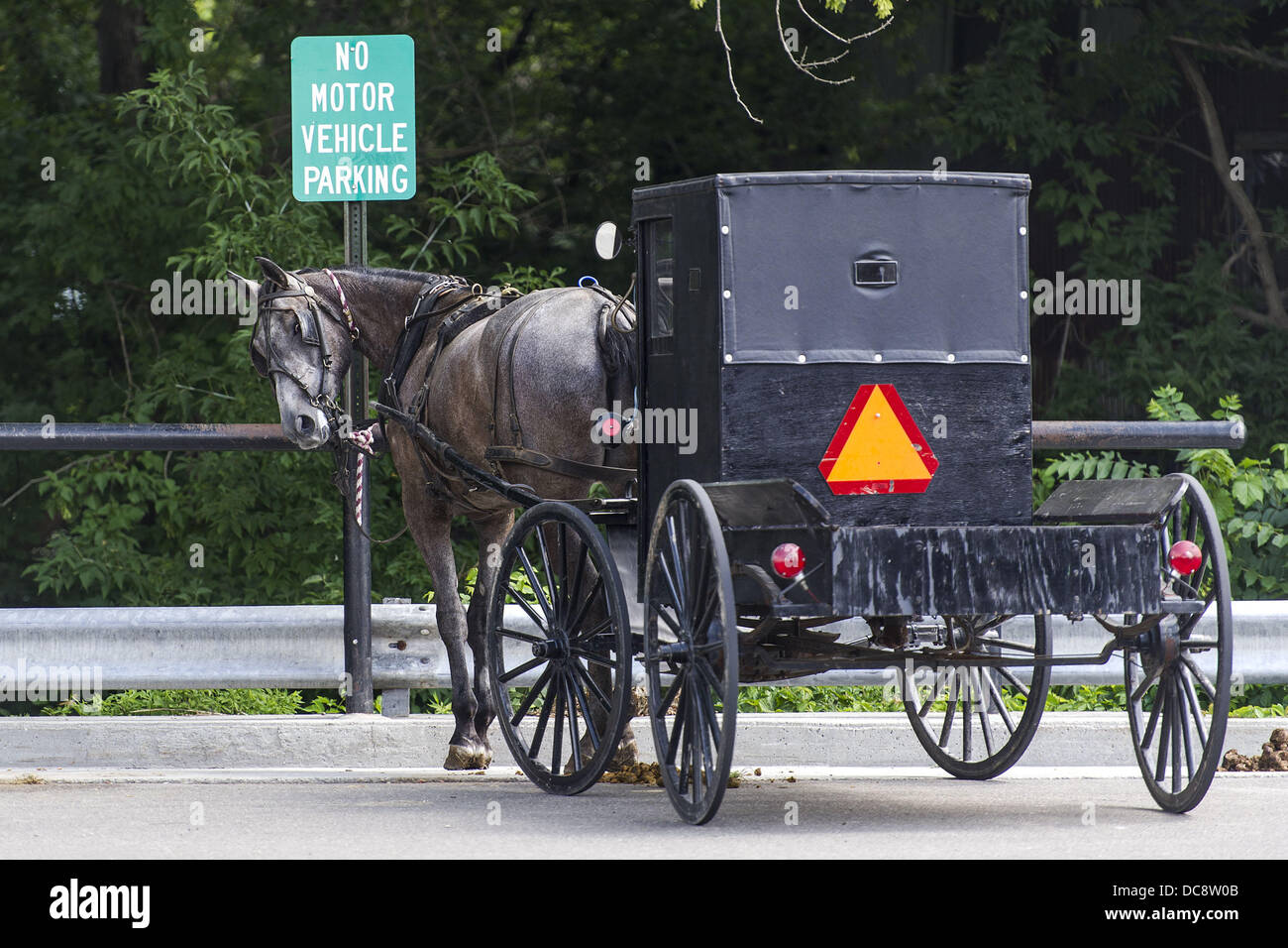 Amish horse buggy in parking hires stock photography and images Alamy