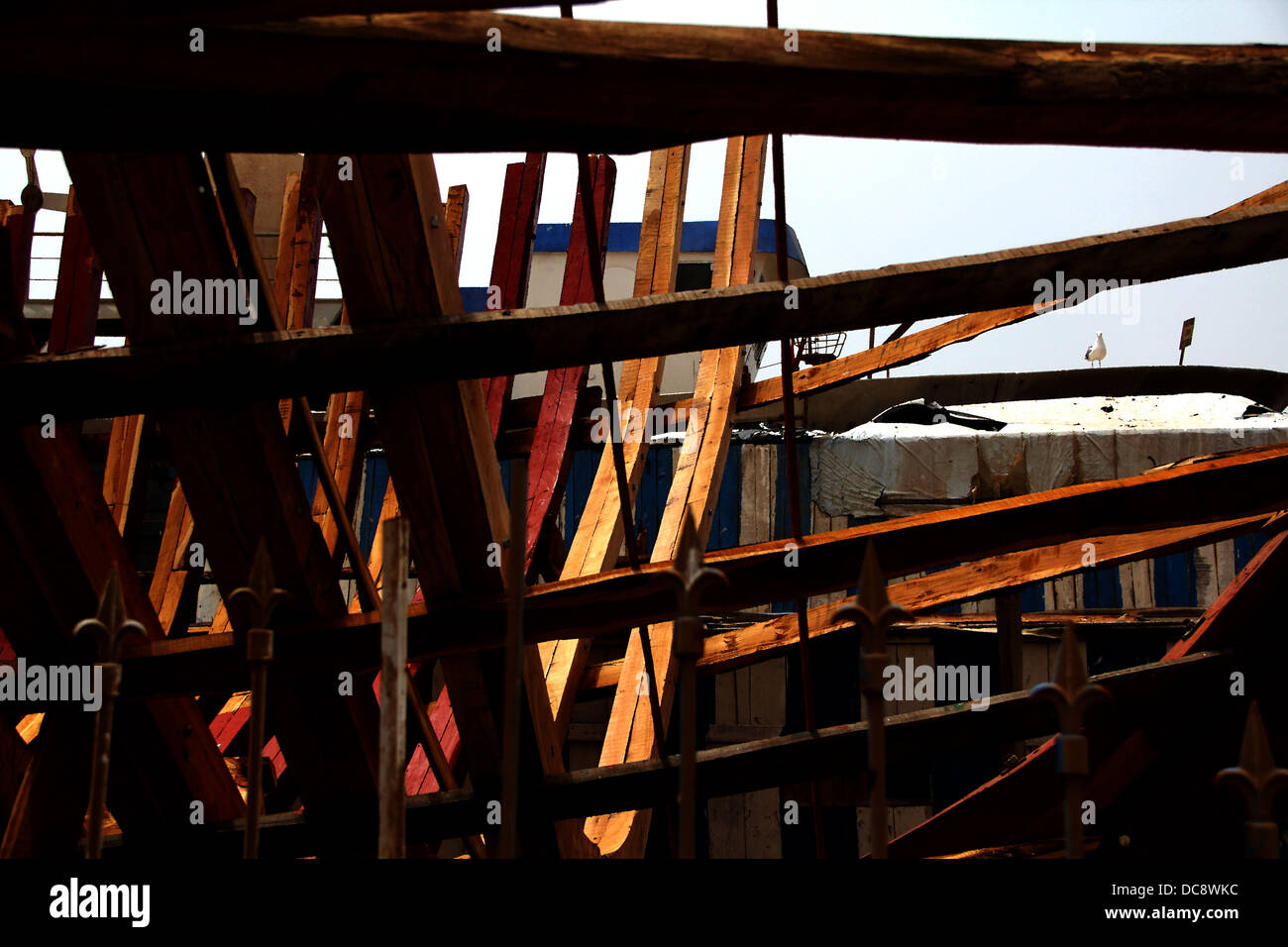 wooden ship ribs exposed in a ship yard in essaouria, morocco Stock ...