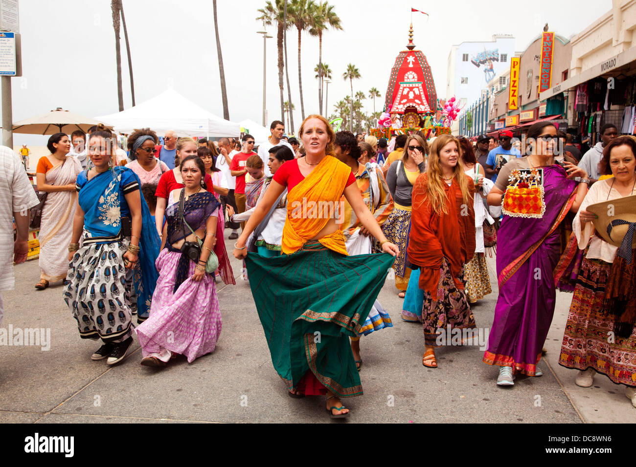 Parade, Hare Krishna Festival - August 4, 2013 - Venice Beach, Los Angeles, California, United States of America Stock Photo