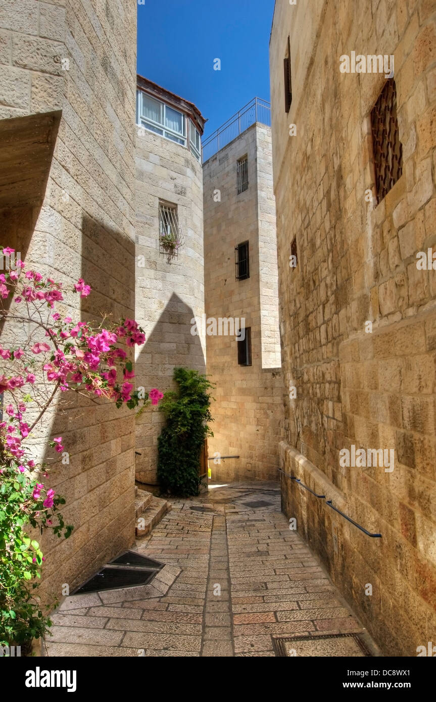 Jewish Quarter, Jerusalem, Israel; Stone Alleyway In Walled City Stock