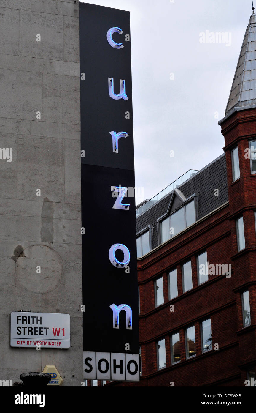 Curzon cinema sign in Soho, London, UK Stock Photo