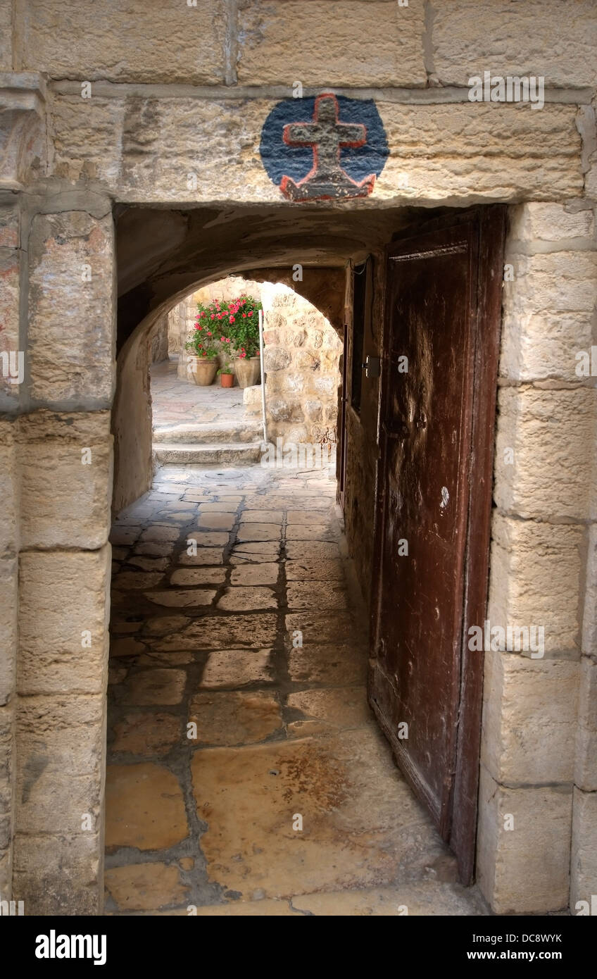 Christian Quarter, Jerusalem, Israel; Stone Doorway In Ancient City Stock Photo