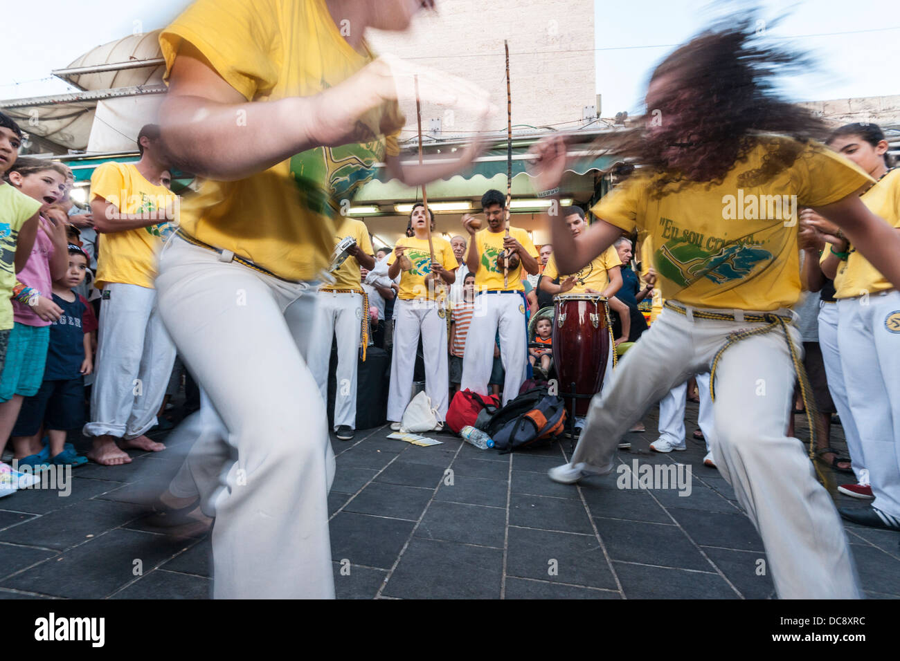 Jerusalem, Israel. Capoiera (Kapoera) dancers perform at the famous ...