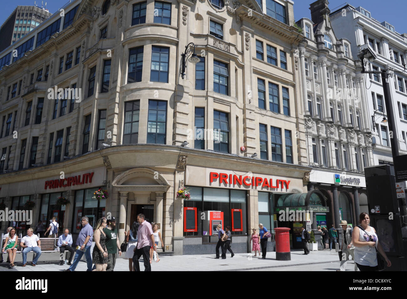 The Principality Building Society Headquarters in Queen Street, Cardiff, Wales UK Streetscene pedestrian street Stock Photo