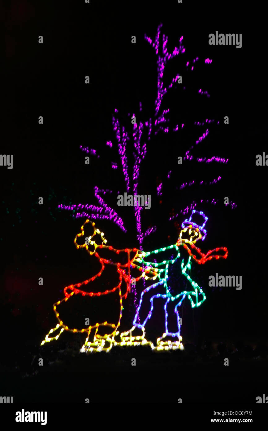 Skaters At Meadowlark Botanical Garden Winter Walk Of Lights Stock