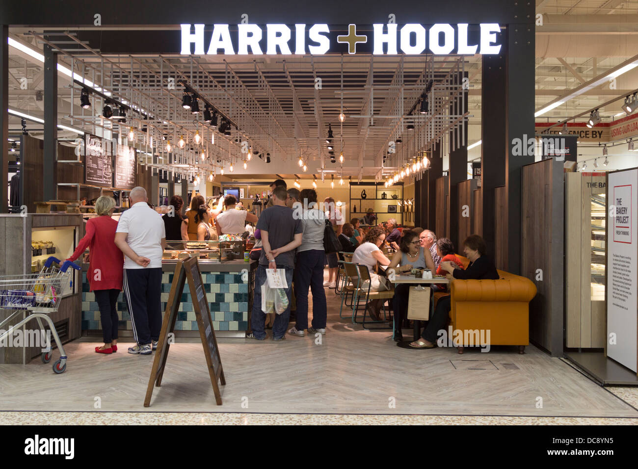 Harris & Hoole Coffee Shop - Revamped Tesco Extra Hypermarket - Watford - Hertfordshire Stock Photo