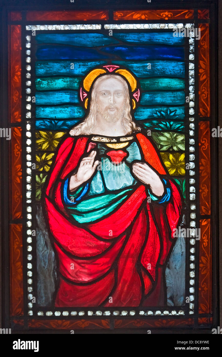 Mausoleum's stained glass at Historic Mount Olivet Cemetery in Washington, DC. Stock Photo