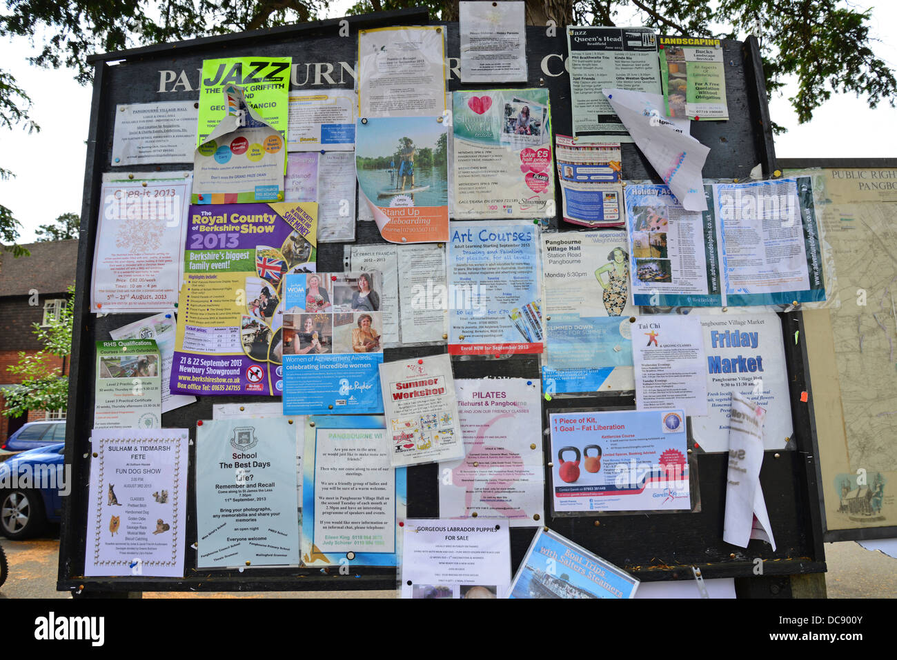 Community notice board, Pangbourne, Berkshire, England. United Kingdom