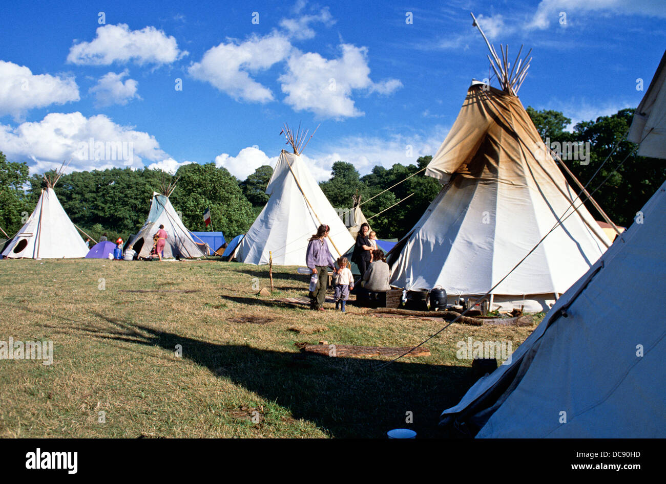 Teepee Field At Glastonbury Festival UK Stock Photo
