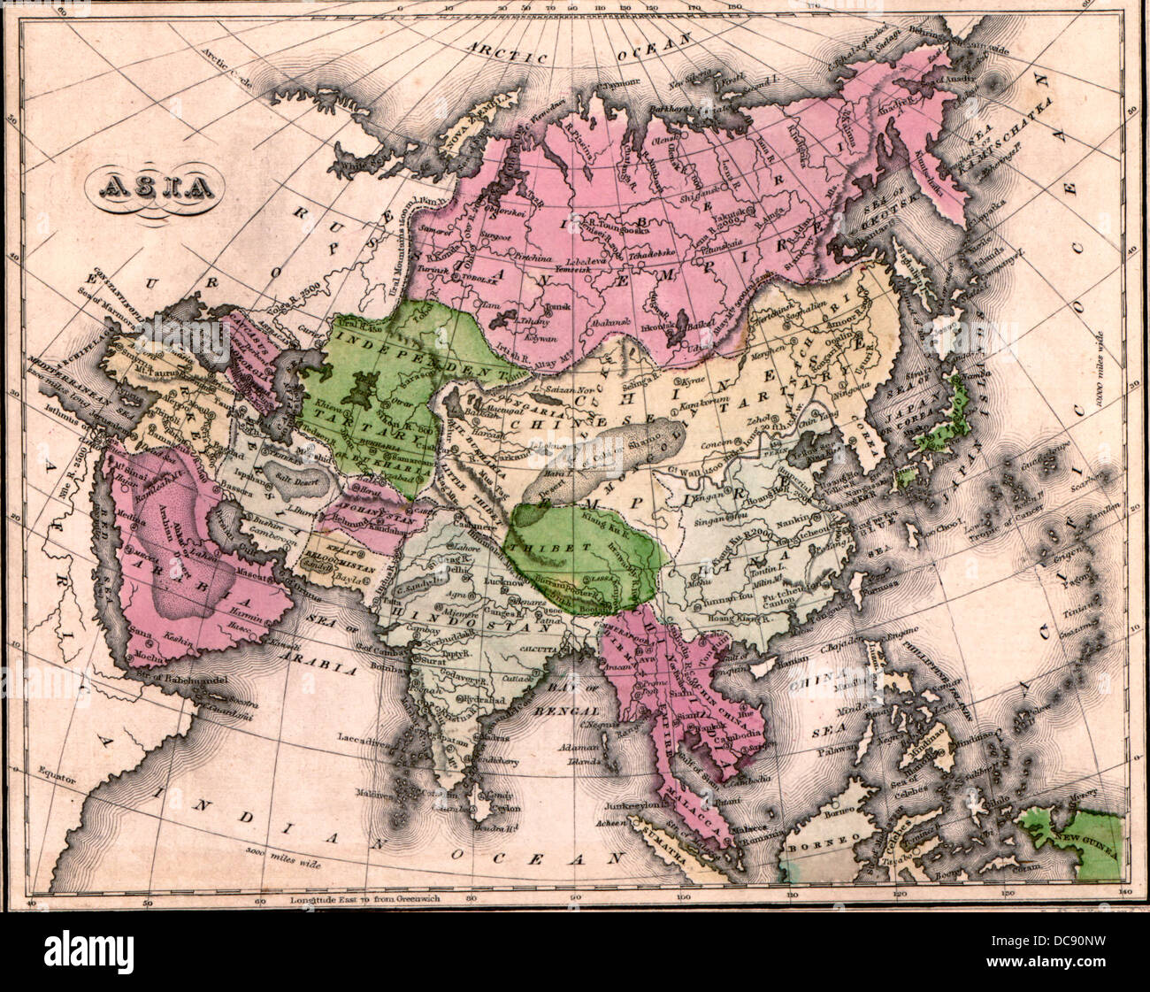 Map of Asia 1835 Stock Photo