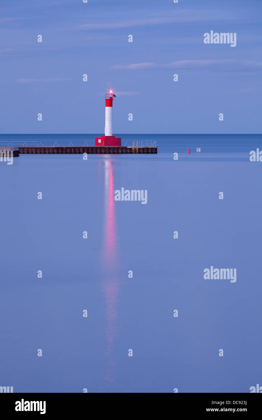 Long exposure of a lighthouse on Lake Ontario, Oakville, Ontario, Canada. Stock Photo