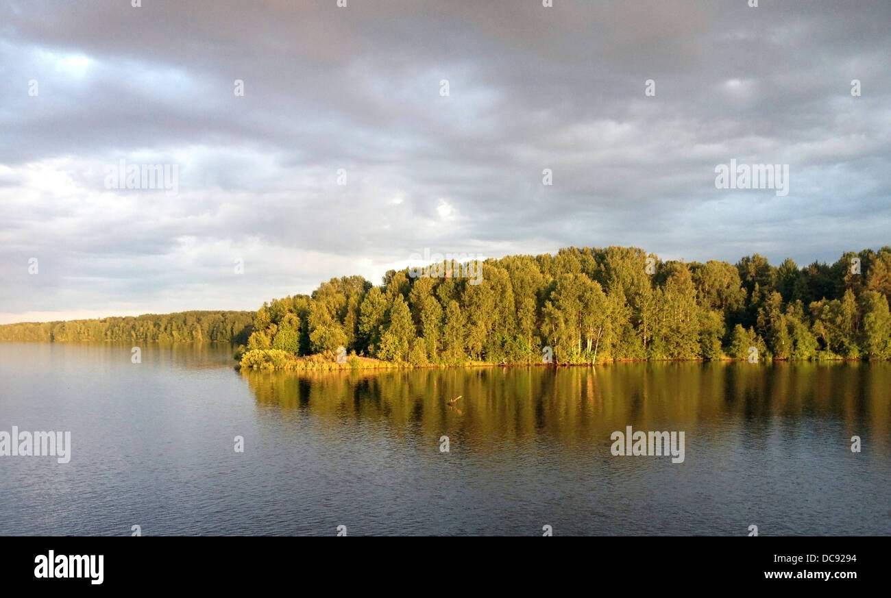 Scenic view of Svir River on cruise route from St Petersburg to Moscow Russia Stock Photo