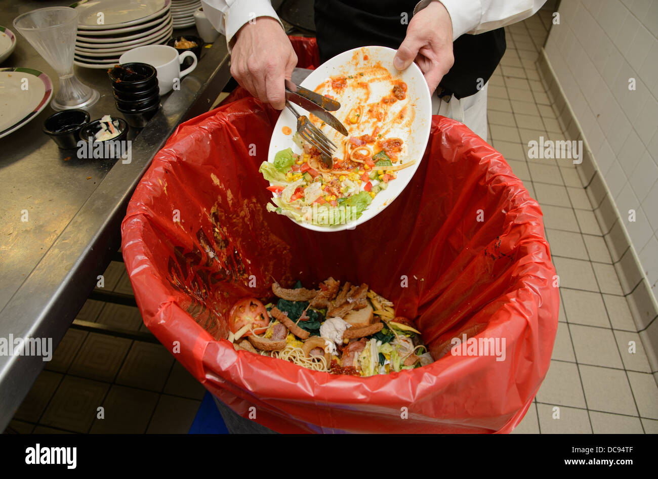 Waste food being collected for recycling at a restaurant in Birmingham ...