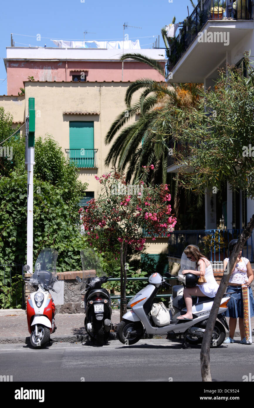 Ischia, Italia, Scooters by roadside Stock Photo Alamy