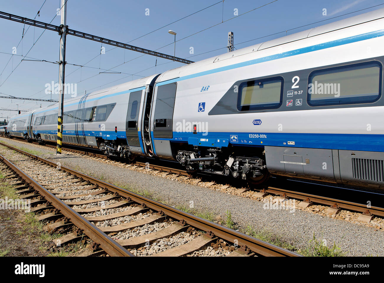 Pendolino, PKP Intercity,  train of vagoons Stock Photo