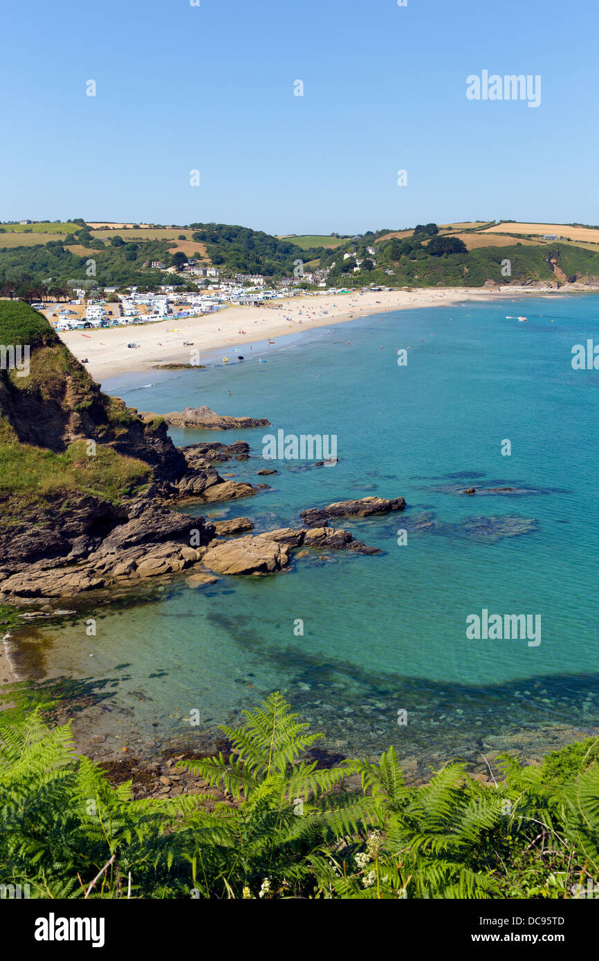 Pentewan beach and coast Cornwall between Mevagissey and Porthpean England  UK on a beautiful blue sky summer day Stock Photo - Alamy