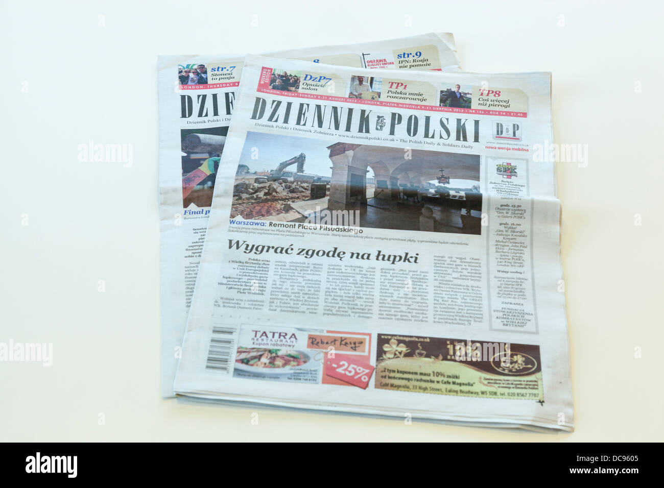 Two copies of the Polish newspaper, Dziennik Polski Stock Photo