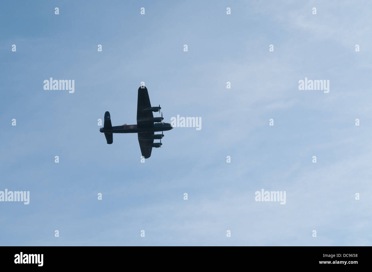 Avro Lancaster over Lincolnshire, England. Stock Photo