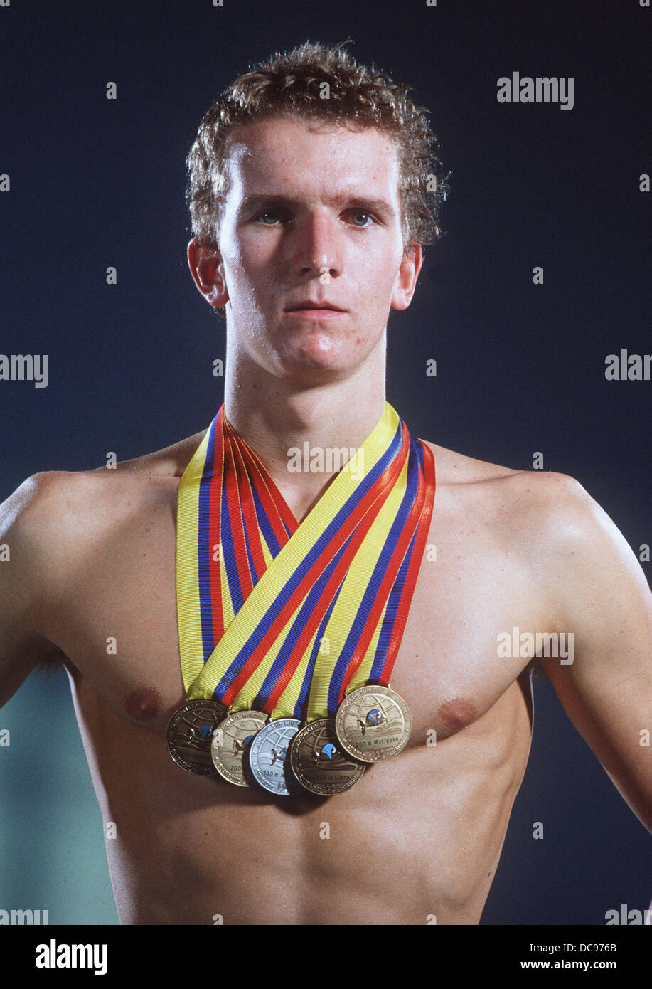 Swimmer Michael Grosswith his medals Stock Photo - Alamy
