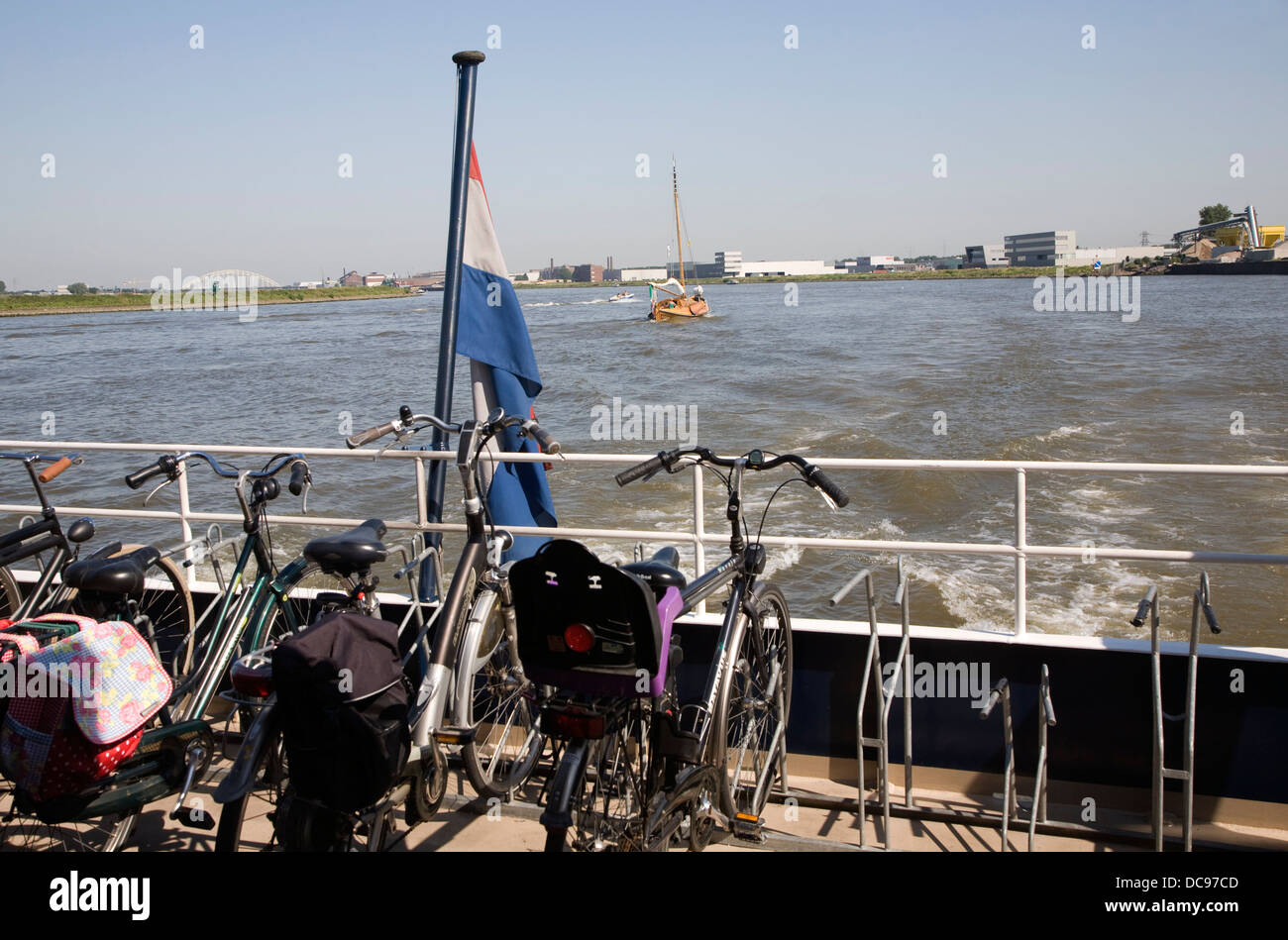 River Maas from the back of a waterbus Rotterdam Netherlands Stock ...