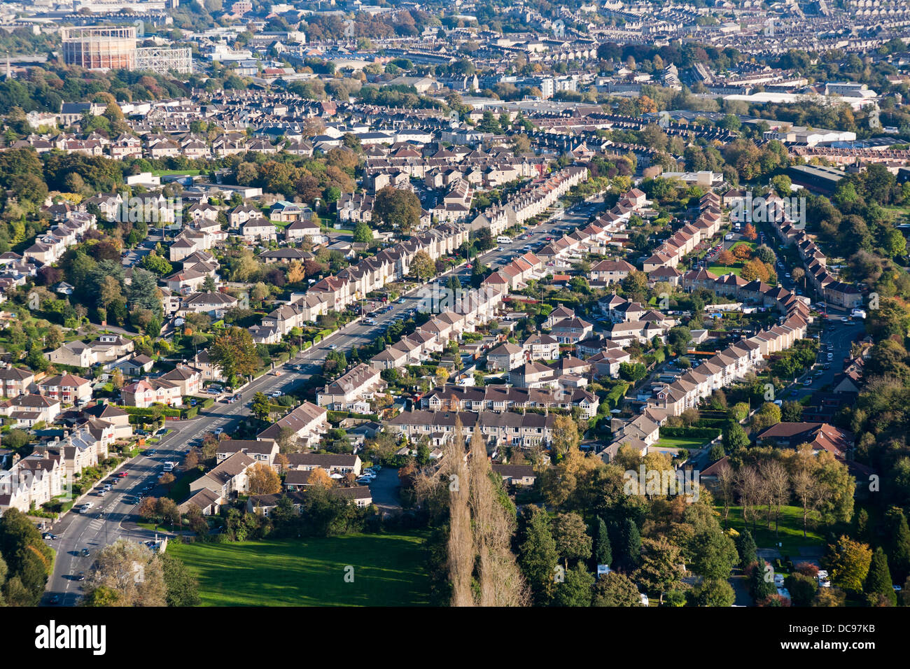 Aerial view of western side of the City of Bath in England, UK Stock Photo