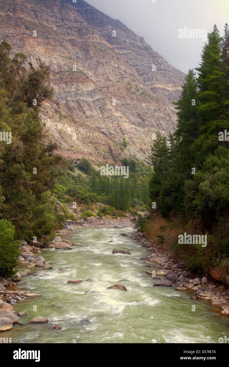 Cascada de las Animas in Cajon del Maipo near Santiago, Chile Stock Photo