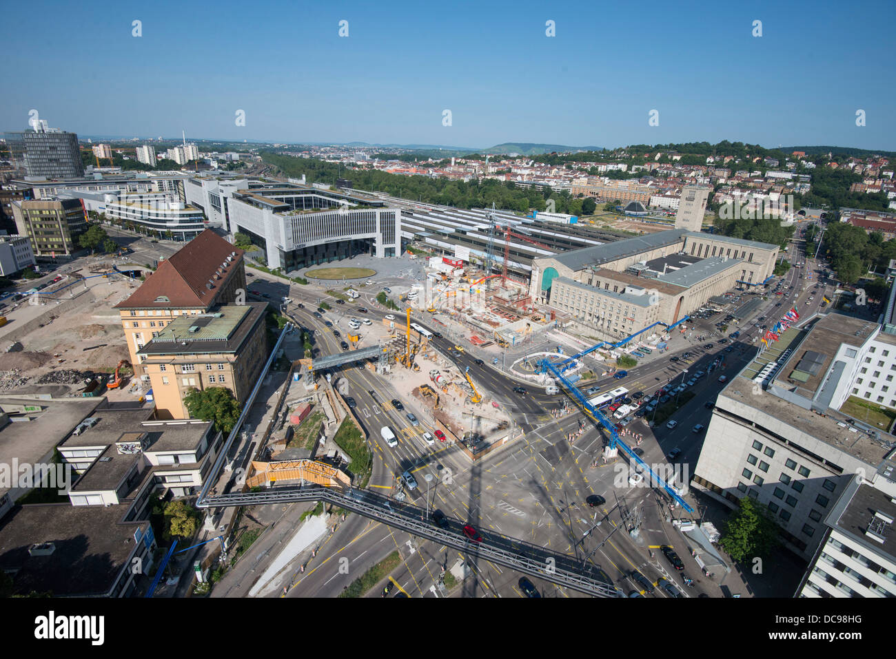 Stuttgart 21 construction site at the main station, LBBW building, Arnulf-Klett-Platz Stock Photo
