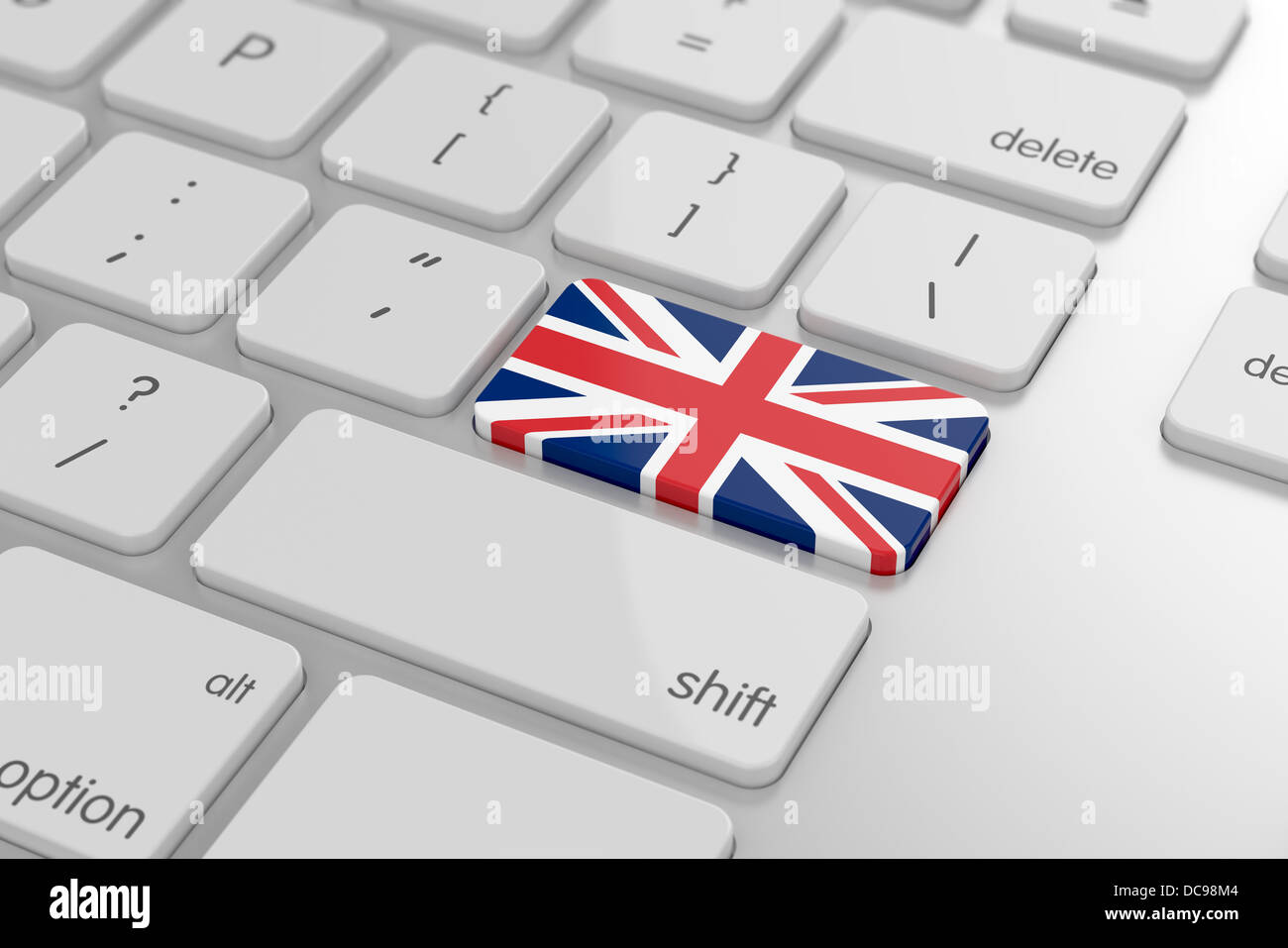 3d render of United Kingdom flag button with soft focus Stock Photo