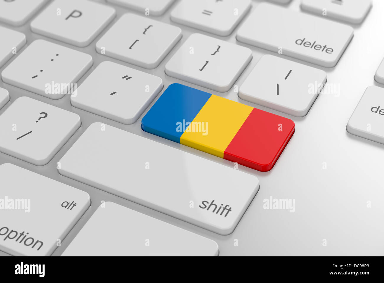 3d render of romanian flag button with soft focus Stock Photo - Alamy
